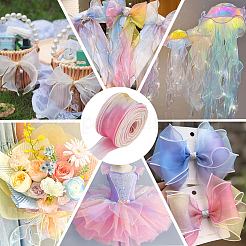 1 Bag Gradient Color Organza Ribbon&nbsp;OHAR-CY0001-01A