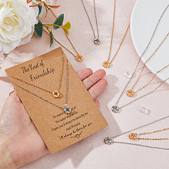 10Pcs 5 Style 304 Stainless Steel Ring Knot Pendant Necklaces Set for Women&nbsp;NJEW-FI0001-23