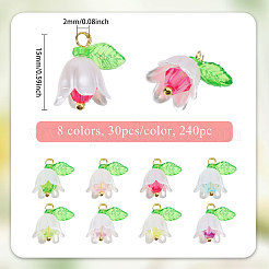 240Pcs 8 Colors ABS Plastic Imitation Pearl Pendants&nbsp;PALLOY-CA00026
