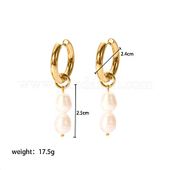 Stainless Steel Natural Pearl Rice Hoop Earrings&nbsp;CN6183-2