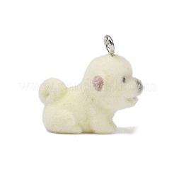Animal Theme Flocky Opaque Resin Pendants&nbsp;RESI-H042-01P-15