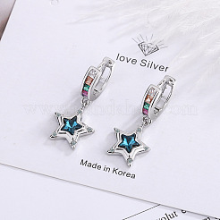 Brass & Cubic Zirconia Hoop Dangle Earrings&nbsp;WG36A3A-01