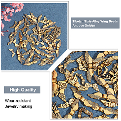 200Pcs 10 Styles Tibetan Style Alloy Wing Beads&nbsp;TIBEB-PH0001-05