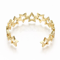 Brass Micro Pave Clear Cubic Zirconia Cuff Bangles&nbsp;BJEW-S142-003-NF