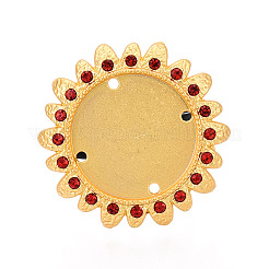 Adjustable Flower Alloy & Iron Rhinestone Bezel Cup Ring Base with Rotatable Tray&nbsp;MAK-T012-09G