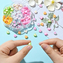 196Pcs 7 Colors Acrylic Bicolor Heart Beads&nbsp;OACR-CJ0001-60