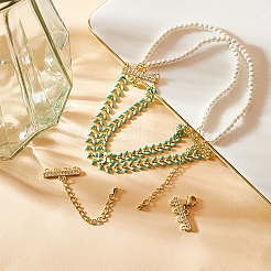 2 Sets Brass Micro Pave Clear Cubic Zirconia Chain Extender&nbsp;KK-BBC0012-49