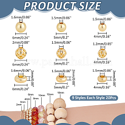180Pcs 9 Styles Brass Beads&nbsp;KK-ME0004-95