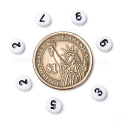 Mix Numbers White Flat Round Acrylic Beads&nbsp;X-PB9111