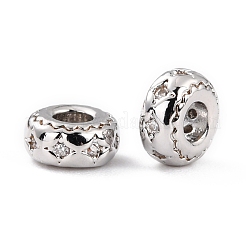 Brass Micro Pave Clear Cubic Zirconia Beads&nbsp;ZIRC-P091-05A-RS