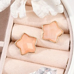 Natural Rose Quartz Stud Earrings&nbsp;EJEW-H153-01G-02