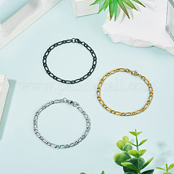 3Pcs 3 Colors 304 Stainless Steel Mother-Son Chain Bracelets&nbsp;BJEW-TAC0067
