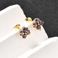 Brass Flower Stud Earrings&nbsp;EJEW-A135-10G