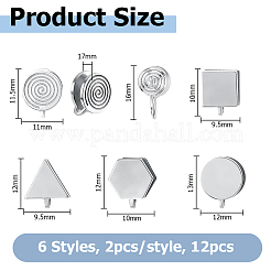 10Pcs 5 Styles 304 Stainless Steel & Brass  Cuff Earrings&nbsp;EJEW-HS0001-44A