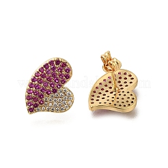 Brass Pave Cubic Zirconia Stud Earrings&nbsp;LS-EJEW-M088-06G-01
