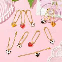 10Pcs 5 Styles Heart with Sports Ball Alloy Enamel Pendant Decoration&nbsp;HJEW-YW00076