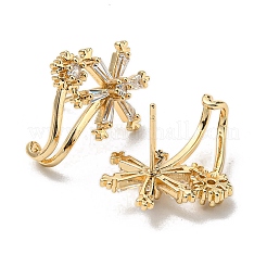 Brass with Clear Cubic Zirconia Stud Earrings&nbsp;EJEW-B035-09KCG