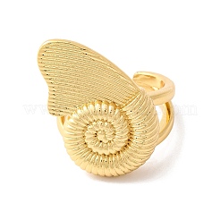 Spiral Shell Brass Open Cuff Rings&nbsp;RJEW-U009-10G