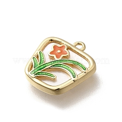 Brass Pave Natural White Shell Trapezoid Charms&nbsp;KK-K378-60G