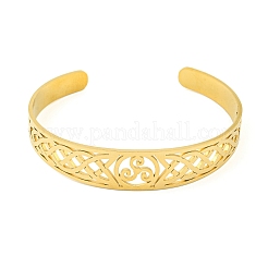 304 Stainless Steel Triquetra/Trinity Knot Hollow Open Cuff Bangles&nbsp;BJEW-S154-02G