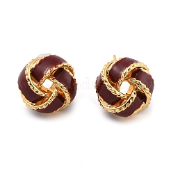 Twist Brass Enamel Stud Earrings for Women&nbsp;EJEW-U055-05G