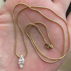 Brass Pave Cubic Zirconia Chain Necklace for Women&nbsp;TP6925