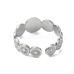 304 Stainless Steel Sun Flower Open Cuff Rings&nbsp;RJEW-M019-28P