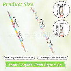 2Pcs 2 Style Spray Painted Rainbow Color Acrylic Chain Bag Handles&nbsp;AJEW-WR0001-68