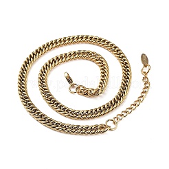 Ion Plating(IP) 304 Stainless Steel Cuban Link Chain Necklace&nbsp;NJEW-D045-04G