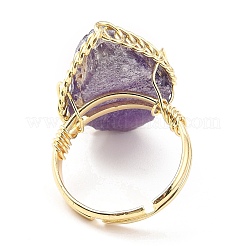 Natural Amethyst Horse Eye Wrapped Adjustable Ring&nbsp;G-D458-03G-07-RS