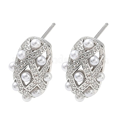 Brass Micro Pave Cubic Zirconia Stud Earrings for Women&nbsp;EJEW-A168-20P