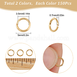 300Pcs 2 Colors Rack Plating Brass Open Jump Rings&nbsp;KK-BBC0002-25