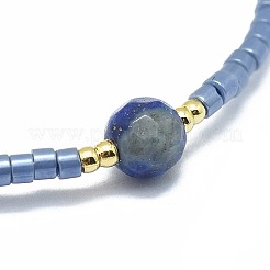 Adjustable Natural Lapis Lazuli Braided Bead Bracelets&nbsp;BJEW-F391-A10