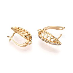 Brass Micro Pave Cubic Zirconia Hoop Earring Finding&nbsp;KK-N261-43G