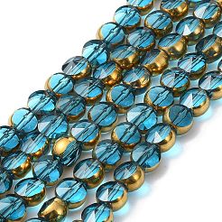 Half Plated Electroplate Transparent Glass Beads Strands&nbsp;EGLA-E060-02A-HP