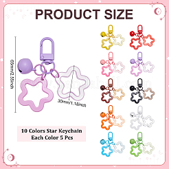 10Pcs 10 Colors Acrylic Star Pendant Keychains&nbsp;KEYC-ME0001-09
