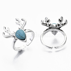 Synthetic Turquoise Cuff Finger Rings&nbsp;RJEW-N029-004