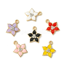 30Pcs 6 Colors Flower Alloy Enamel Pendants&nbsp;ENAM-CJ0006-21