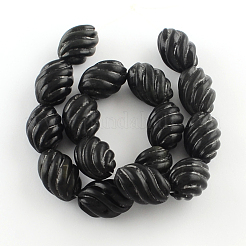 Natural Carved Obsidian Stone Bead Strands&nbsp;G-R270-64