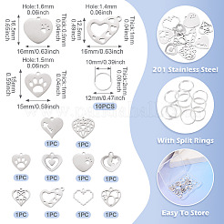 10Pcs 10 Styles 201 Stainless Steel Pendants&nbsp;STAS-TA0003-45