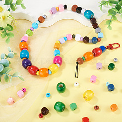 75Pcs 3 Styles Spray Painted Round Natural Schima Wood Beads&nbsp;WOOD-TAD0001-01