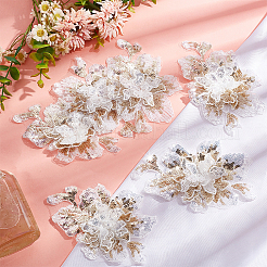 3D Flower Shape Milk Silk Fabrics Embroidery Applqiues&nbsp;PATC-WH0012-27