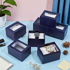 Paper Jewelry Watch Packing Boxes with PVC Window Lid and Pillow Inside&nbsp;CON-WH0089-259A
