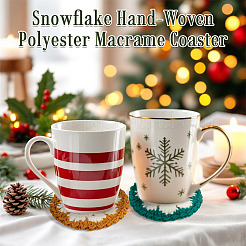 3Pcs 3 Colors Snowflake Hand-Woven Polyester Macrame Coaster&nbsp;DIY-TA0013-97