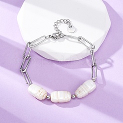 304 Stainless Steel Paperclip Chain Bracelets for Women&nbsp;BJEW-A036-02P