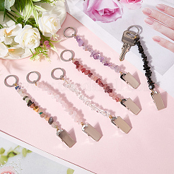 6Pcs Natural & Synthetic Gemstone Keychain&nbsp;KEYC-GF00004