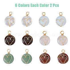 12Pcs 6 Styles Natural & Synthetic Mixed Stones Copper Wire Wrapped Pendants&nbsp;G-FH0001-99