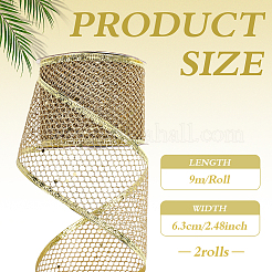 2Rolls Sparkle Polyester Mesh Ribbon with Paillettes&nbsp;OCOR-ME0001-61A