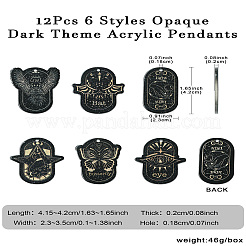 12Pcs 6 Styles Opaque Dark Theme Acrylic Pendants&nbsp;OACR-CJ0002-09