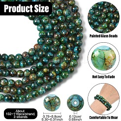 3Strands Baking Paint Glass Beads Strands&nbsp;DGLA-YW0001-55A